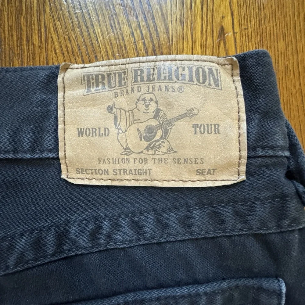 True Religion Black Straight Flap Pocket Cut-Off‎ Cotton Bermuda Shorts Men's 38
